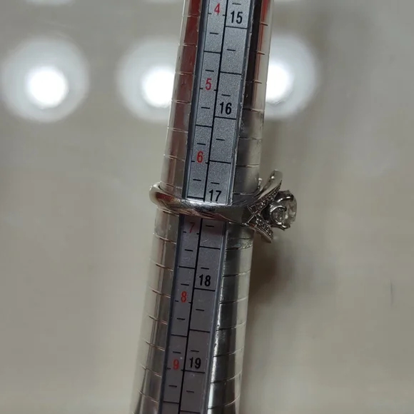 Old European cut diamond ring 14kt white gold U design - Picture 12 of 17